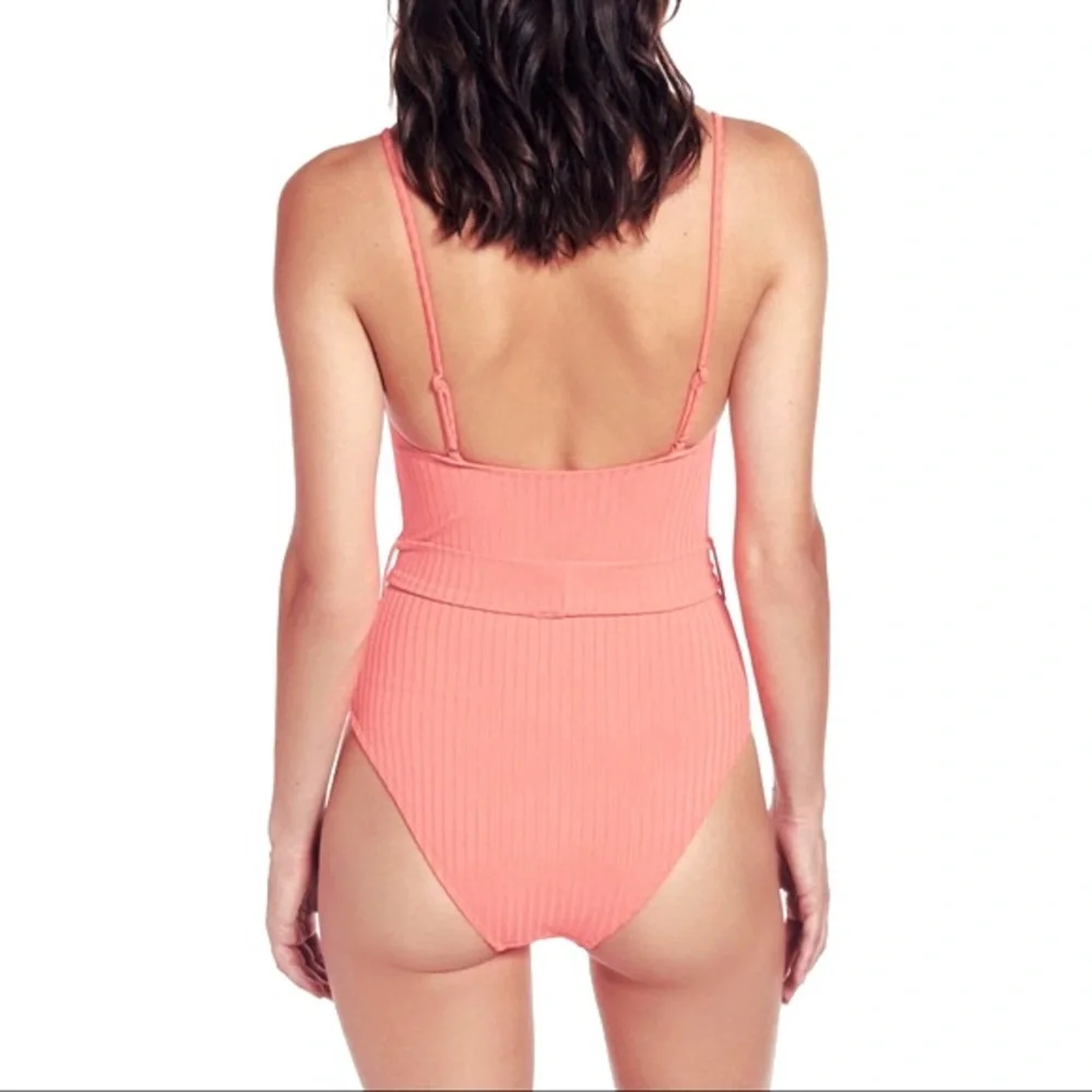 NWT Topshop Belted Ribbed Tie Waist Swimsuit